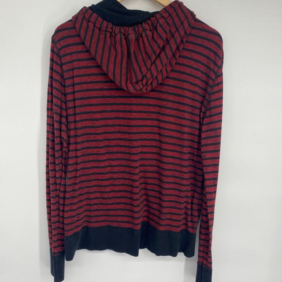 American Eagle Henley Hoodie Men’s Medium Red & Black 90s Y2K Collegiate Preppy - Picture 4 of 7